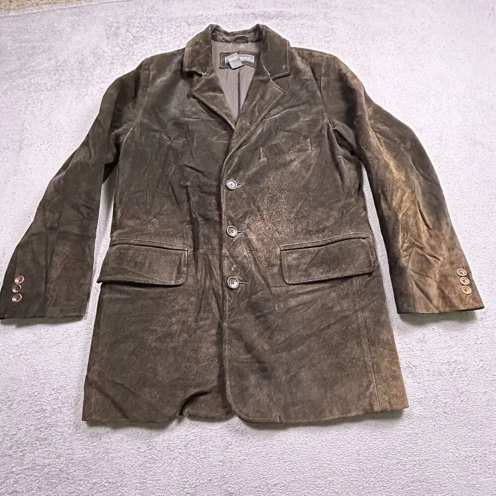 Banana Republic Suede Leather Blazer Men's XS Brown Y2K Dark Academia Grunge